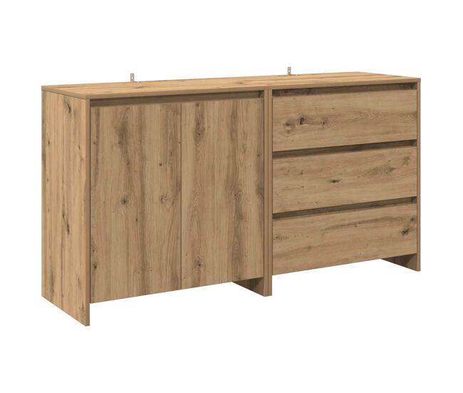Aparador - mueble de almacenamiento 2 piezas madera contrachapada artesanal roble es38