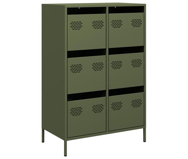 Aparador - mueble de almacenamiento acero verde oliva 68x39x101,5 cm es128