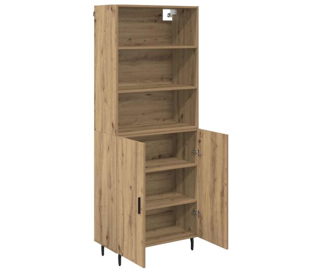 Aparador alto - mueble de almacenamiento roble artesanal 69,5 x 34 x 180 cm es1560