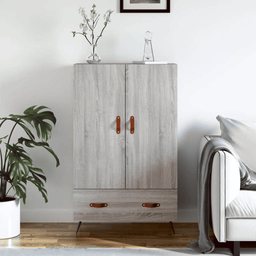 Armário alto - Bufete - Móvel de apoio derivados de madeira 69,5x31x115cm cinza sonoma pt1305 Armário alto - Bufete - Móvel de apoio derivados de madeira 69,5x31x115cm cinza sonoma pt1305