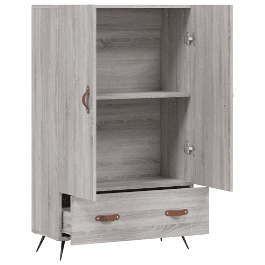 Armário alto - Bufete - Móvel de apoio derivados de madeira 69,5x31x115cm cinza sonoma pt1305 Armário alto - Bufete - Móvel de apoio derivados de madeira 69,5x31x115cm cinza sonoma pt1305