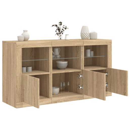 Aparador - Bufete - Móvei de apoio com luzes LED 123x37x67 cm carvalho sonoma pt2059