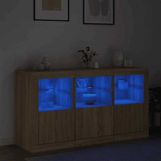 Aparador - Bufete - Móvei de apoio com luzes LED 123x37x67 cm carvalho sonoma pt2059