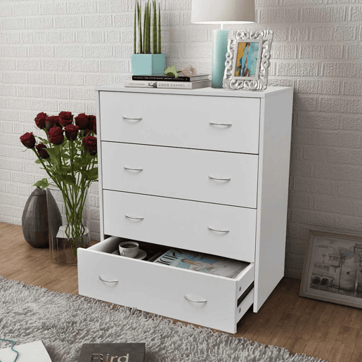 Aparador - Bufete - Móvei de apoio com 4 gavetas 60 x 30,5 x 71 cm branco pt1705
