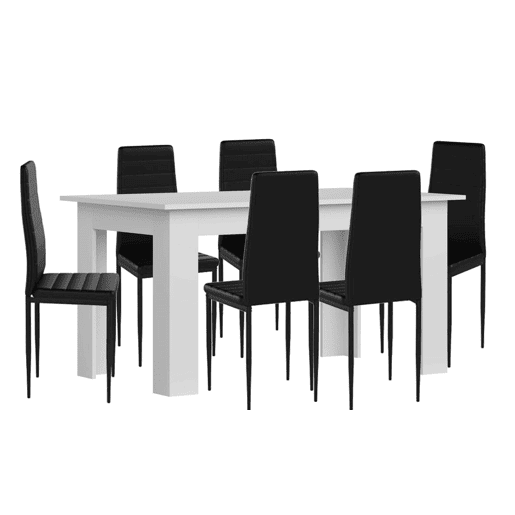 Pacote Mesa de Jantar ou Cozinha + 6 Cadeiras em Couro Sintéticometal