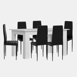 Pacote Mesa de Jantar ou Cozinha + 6 Cadeiras em Couro Sintéticometal