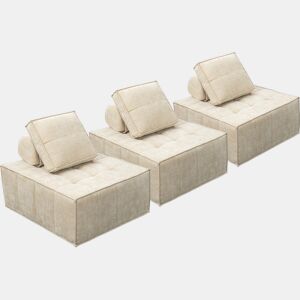 Conjunto de 3 poltronas modulares em tecido texturado Velluto - Bege