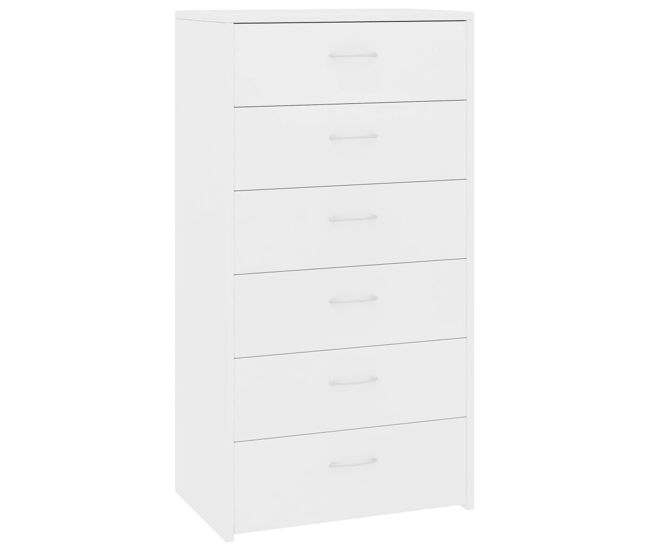 Aparador - mueble de almacenamiento con 6 cajones madera contrachapada blanco 50x34x96 cm es1718