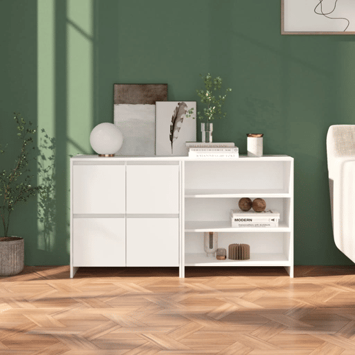 2 pcs Aparadores - Bufetes - Móveis de apoio em madeira processada branco pt2150 2 pcs Aparadores - Bufetes - Móveis de apoio em madeira processada branco pt2150