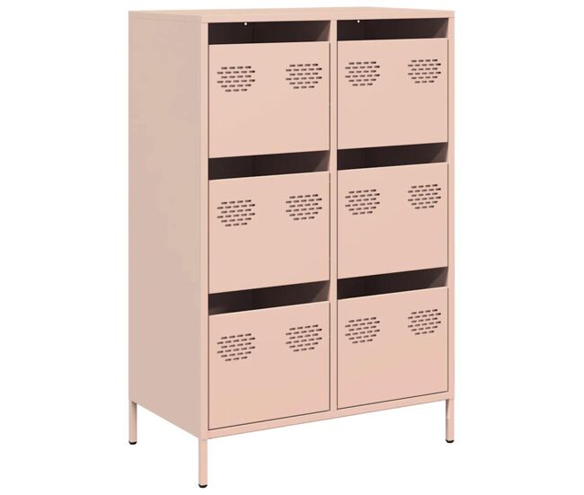 Aparador - mueble de almacenamiento acero rosa 68x39x101,5 cm es125
