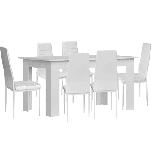 Pacote Mesa de Jantar ou Cozinha + 6 Cadeiras em Couro Sintéticometal