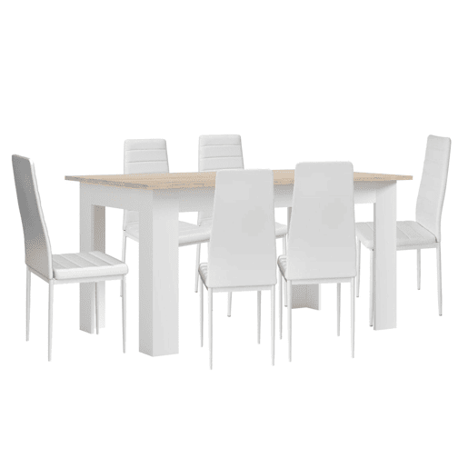 Pacote Mesa de Jantar ou Cozinha + 6 Cadeiras em Couro Sintéticometal