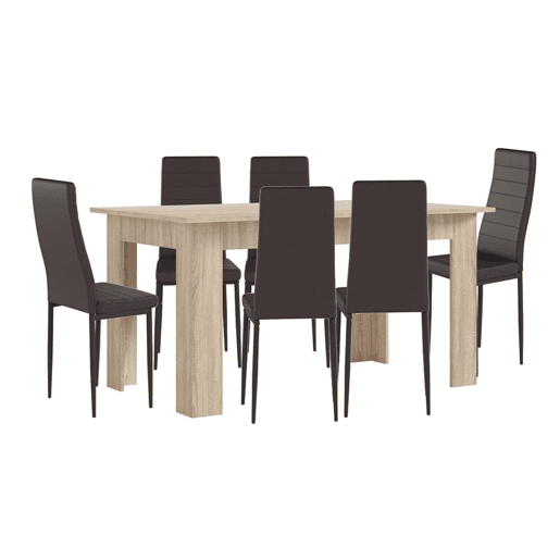Pacote Mesa de Jantar ou Cozinha + 6 Cadeiras em Couro Sintéticometal