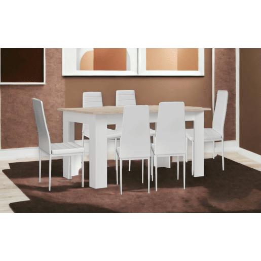 Pacote Mesa de Jantar ou Cozinha + 6 Cadeiras em Couro Sintéticometal
