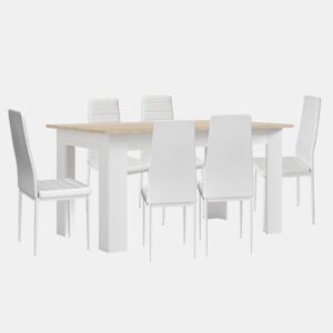 Pacote Mesa de Jantar ou Cozinha + 6 Cadeiras em Couro Sintéticometal