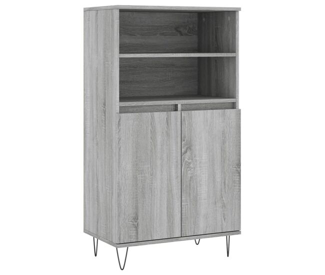 Aparador alto - mueble de almacenamiento de madera contrachapada gris sonoma 60x36x110 cm es532