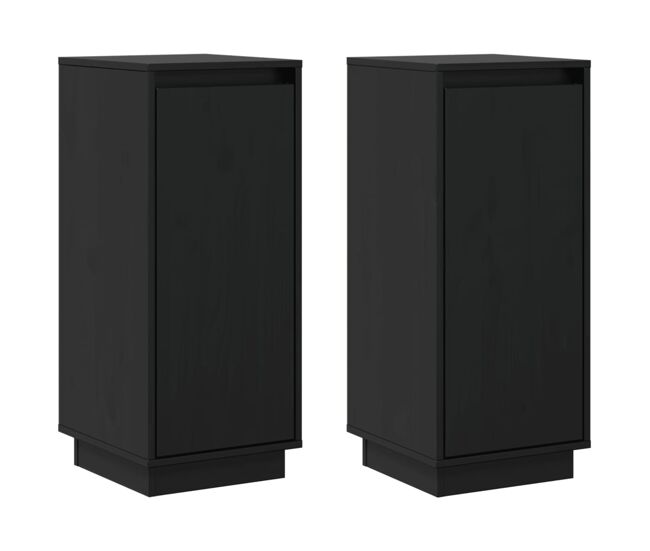 Aparador - mueble de almacenamiento 2 uds madera maciza de pino negro 31,5x34x75 cm es51