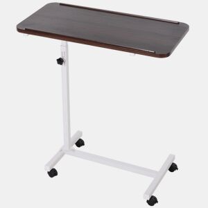 HOMCOM Mesa Auxiliar com Rodas Mesa para Sofá e Cama Altura Ajustável e Estrutura de Aço para Quarto Sala Escritório 77x40x76-100 cm Nogueira Escura
