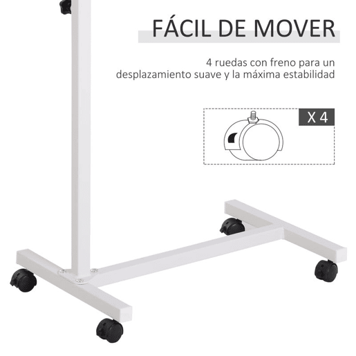 HOMCOM Mesa Auxiliar com Rodas Mesa para Sofá e Cama Altura Ajustável e Estrutura de Aço para Quarto Sala Escritório 77x40x76-100 cm Nogueira Escura