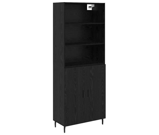 Aparador alto - mueble de almacenamiento roble negro 69,5 x 34 x 180 cm es1601