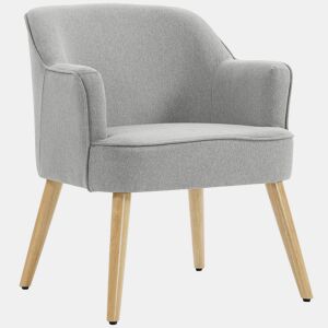HOMCOM Poltrona Estilo Nórdico Poltrona para Sala de Estar Estofada em Linho com Pés de Madeira para Dormitório Escritório Estúdio Carga 120 kg 64,5x65x79,5 cm Cinzento