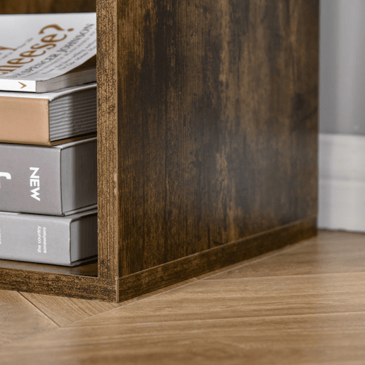 HOMCOM Estante de 3 Níveis Prateleira para Livros com 6 Cubos de Arrumação para Sala de Estar Quarto Escritório 65,5x30x97,5 cm Castanho Rústico
