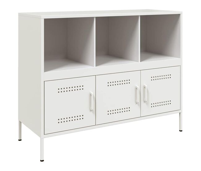 Aparador - mueble de almacenamiento acero blanco 100,5x39x79 cm es86