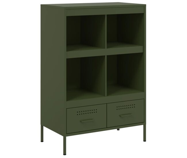 Aparador - mueble de almacenamiento acero verde oliva 68x39x101,5 cm es127