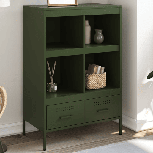 Armário alto - Bufete - Móvei de apoio 68x39x101,5 cm aço verde azeitona pt127