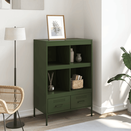 Armário alto - Bufete - Móvei de apoio 68x39x101,5 cm aço verde azeitona pt127