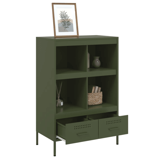 Armário alto - Bufete - Móvei de apoio 68x39x101,5 cm aço verde azeitona pt127