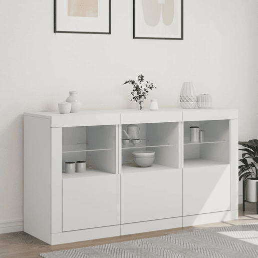 Aparador - Bufete - Móvei de apoio com luzes LED 123x37x67 cm branco pt1910