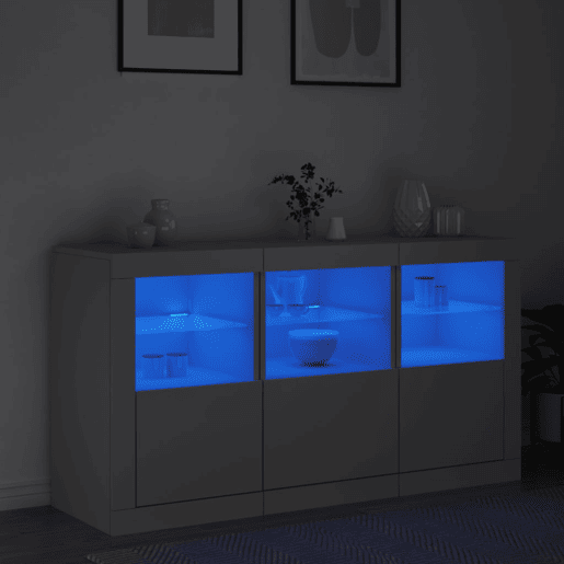 Aparador - Bufete - Móvei de apoio com luzes LED 123x37x67 cm branco pt1910