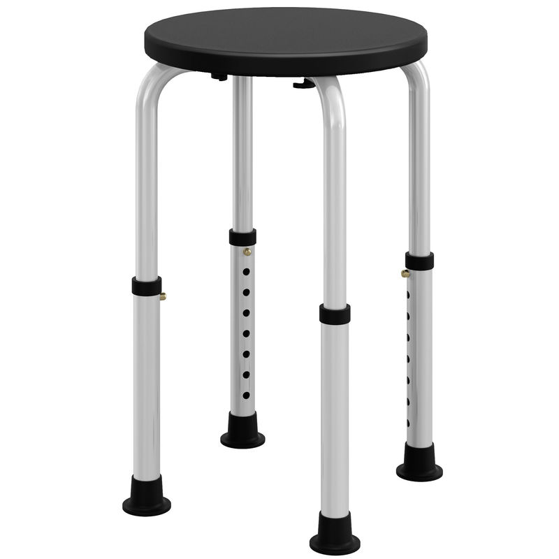 Homcom taburete de ducha, silla ducha personas mayores antideslizante con altura regulable, carga 135 kg, taburete de baño para ancianos y discapacitados, negro