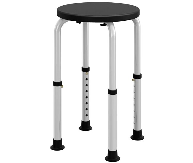 Homcom taburete de ducha, silla ducha personas mayores antideslizante con altura regulable, carga 135 kg, taburete de baño para ancianos y discapacitados, negro