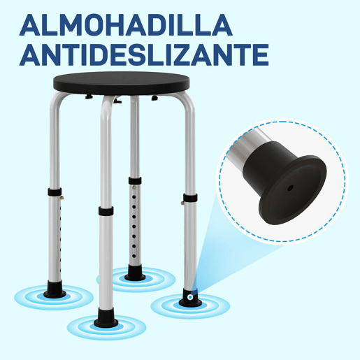 HOMCOM Banco de Duche, Cadeira de Duche Antiderrapante com Altura Ajustável Suporta 135 kg Banco de Banho para Idosos e Pessoas com Mobilidade Reduzida