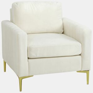HOMCOM Poltrona de Sala Poltrona Relax Moderna 81x77x81 cm Estofada em Veludo Acolchoamento Espesso Assento Amplo Apoio de Braços Almofada Creme