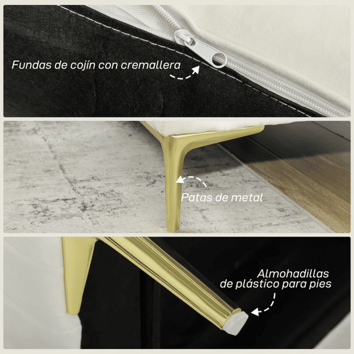HOMCOM Poltrona de Sala Poltrona Relax Moderna 81x77x81 cm Estofada em Veludo Acolchoamento Espesso Assento Amplo Apoio de Braços Almofada Creme