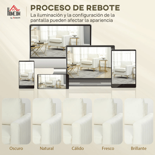 HOMCOM Poltrona de Sala Poltrona Relax Moderna 81x77x81 cm Estofada em Veludo Acolchoamento Espesso Assento Amplo Apoio de Braços Almofada Creme