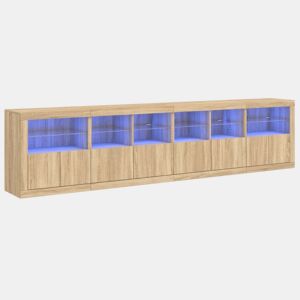 Aparador - Bufete - Móvei de apoio com luzes LED 283x37x67 cm carvalho sonoma pt2075