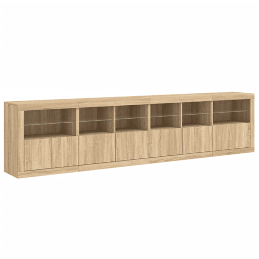 Aparador - Bufete - Móvei de apoio com luzes LED 283x37x67 cm carvalho sonoma pt2075
