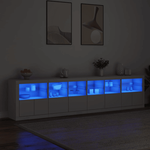 Aparador - Bufete - Móvei de apoio com luzes LED 283x37x67 cm branco pt1926