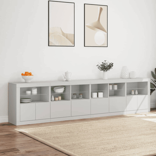 Aparador - Bufete - Móvei de apoio com luzes LED 283x37x67 cm branco pt1926