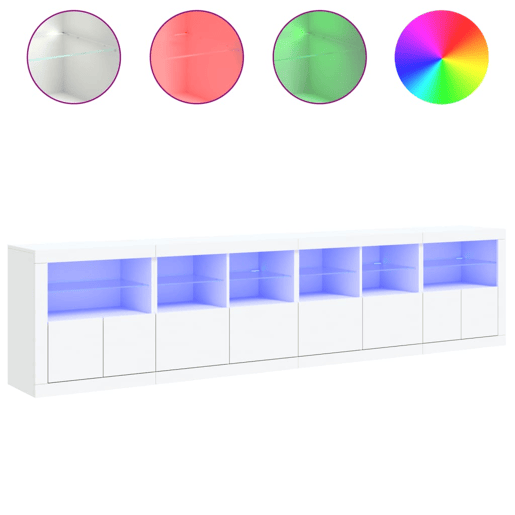 Aparador - Bufete - Móvei de apoio com luzes LED 283x37x67 cm branco pt1926