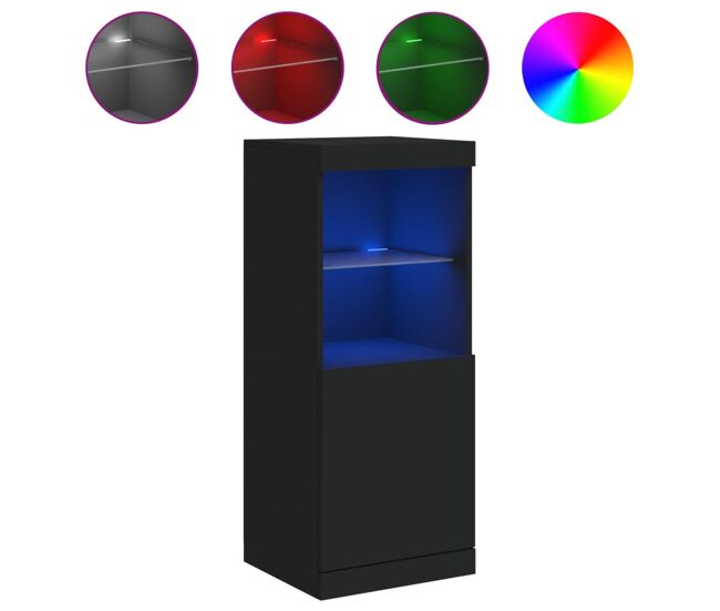 Aparador - mueble de almacenamiento con luces led negro 41x37x100 cm es2016