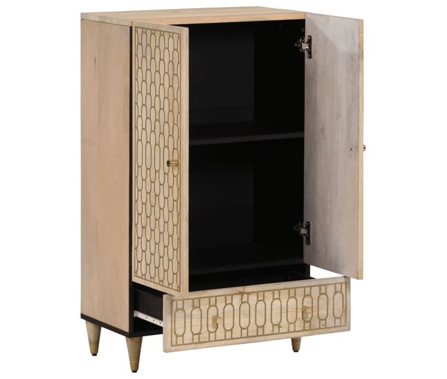 Aparador alto - mueble de almacenamiento madera maciza de mango 60x33x100 cm es1490
