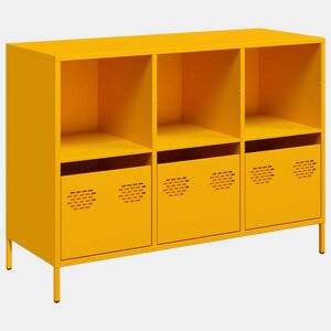 Aparador - Bufete - Móvei de apoio 101,5x39x73,5 cm aço laminado a frio amarelo mostarda pt115