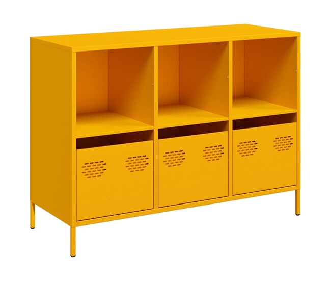 Aparador - mueble de almacenamiento acero laminado frío amarillo mostaza 101,5x39x73,5 cm es115