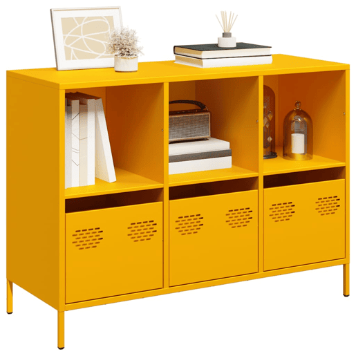 Aparador - Bufete - Móvei de apoio 101,5x39x73,5 cm aço laminado a frio amarelo mostarda pt115