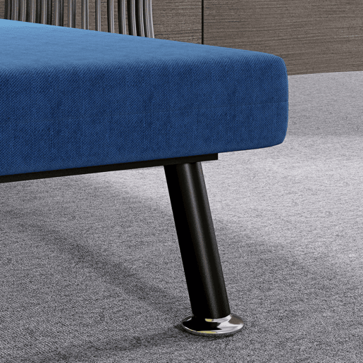 HOMCOM Sofá Cama Individual 3 em 1 Sofá Cama Dobrável Estofado em Linho com Encosto Ajustável em 5 Níveis e Almofada Acolchoada para Escritório Quarto Sala 75x70x75 cm Azul Escuro